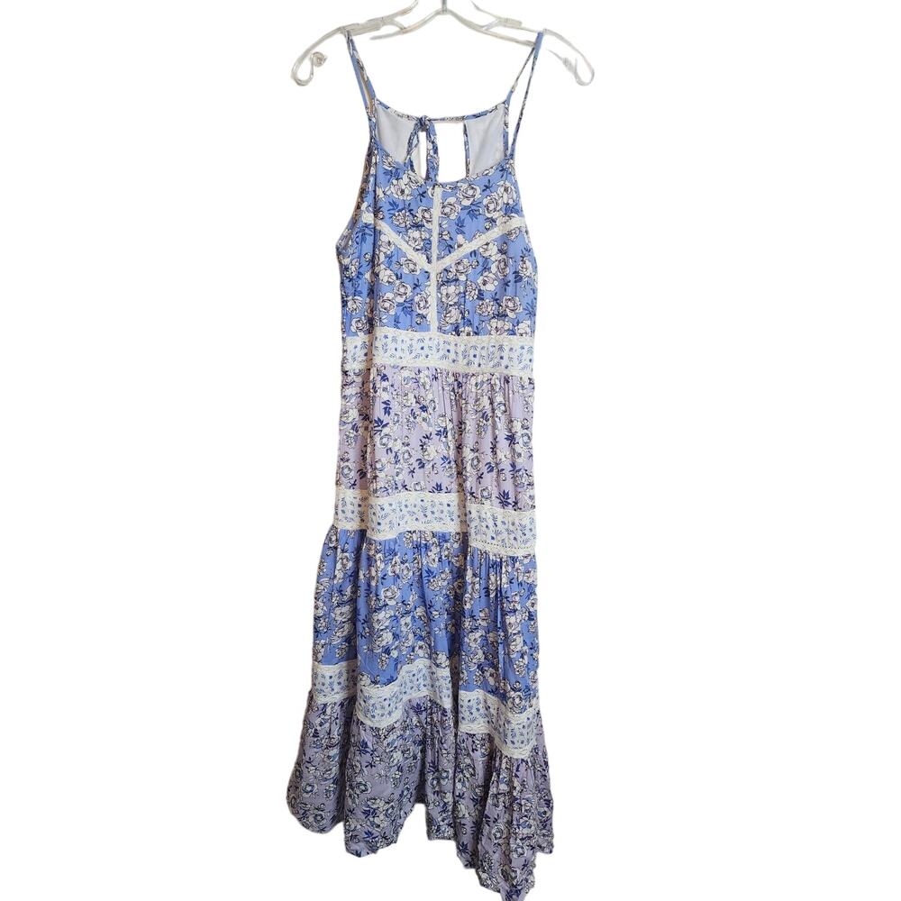 Jessica Simpson Tie Back Blue Floral Tiered Dress, Small